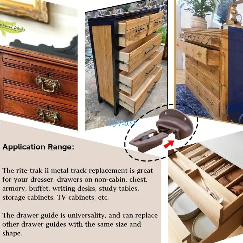 

E15A 10pcs Quickly Install Drawer Guides Replacement Drawer Track Slide With Multiple Brand Dressers and Cabinets