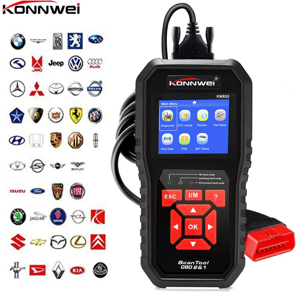 

Professional OBD2 Scanner Automotive Diagnostic Tools KW850 Check Engine Light Tool OBD EOBD Code Reader for All Cars After 1996