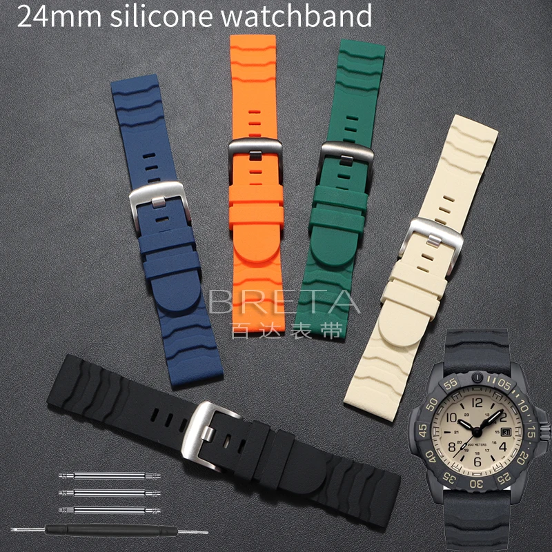 22 24 مللي متر ماتي نوبي الملمس سيليكون حزام الساعات ل luminox 3501 8831 3749 3741 الرجال الغوص سوار رياضي استبدال الأساور