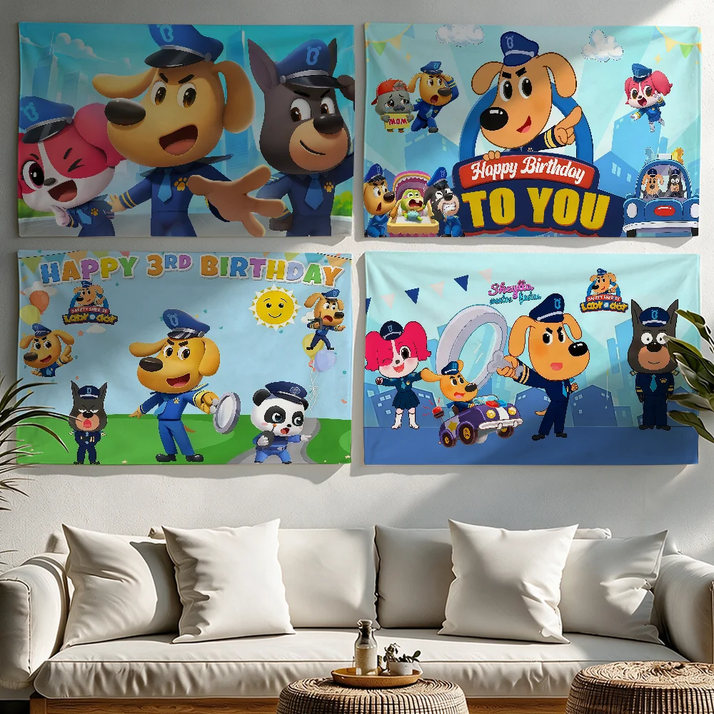 Cartoon S-Safety S-Sheriff L-Labrador flag Tapestries Outdoor Parties Bedrooms Living Rooms Dorm Rooms Wall Decor Banners Gifts
