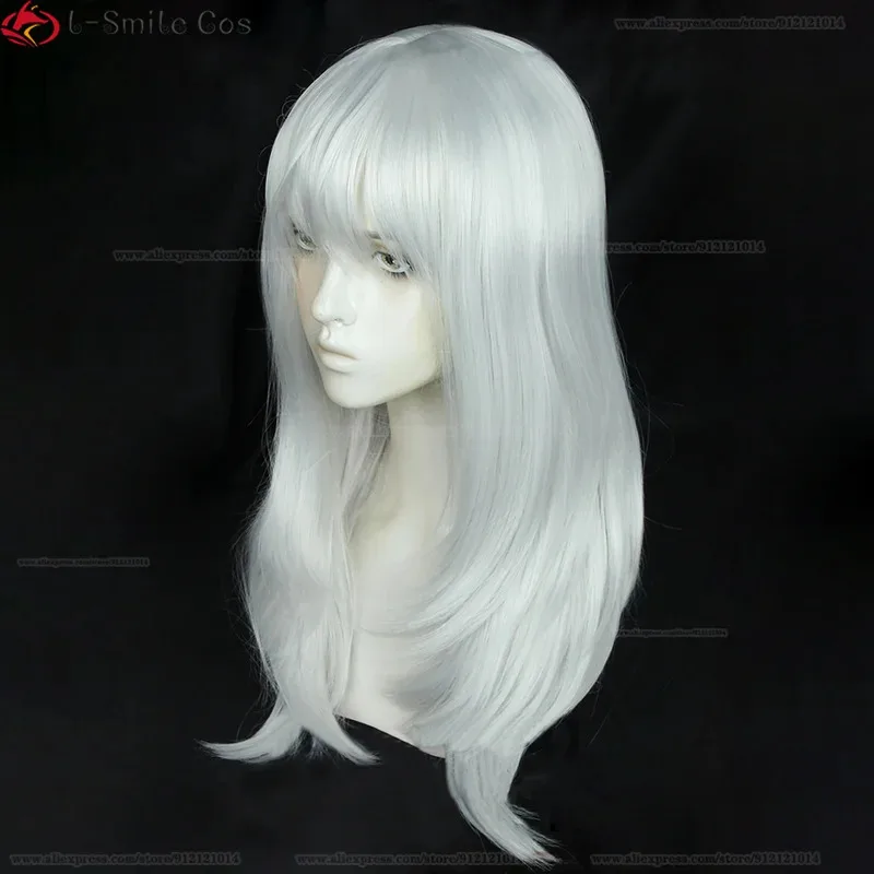 FF14 56 سنتيمتر طويل Estinien Varlineau شعر مستعار تأثيري Estinien Varlineau الفضة شعر مستعار أبيض مع الأذن مقاومة للحرارة الشعر أنيمي FFXIV الباروكات