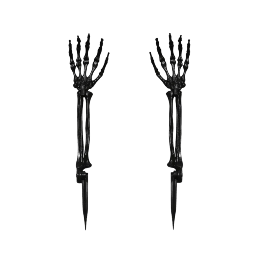 Plastic Skull Hand Decorations Articulated Poseable Ground Insert Ornaments Skeleton Arm Yard Stakes Life-Size Multiple Colors