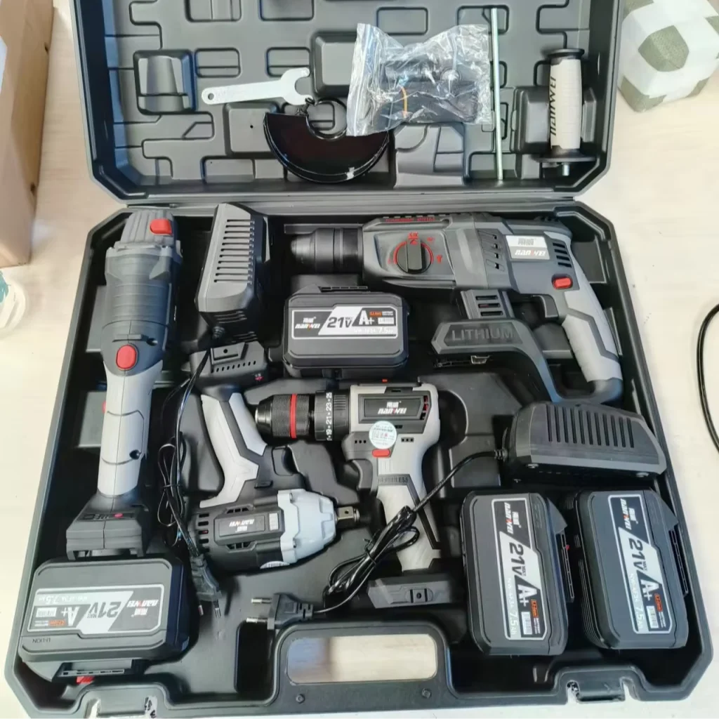4/3/2 pçs conjunto de ferramentas elétricas sem fio sem escova broca elétrica moedor ângulo chave impacto martelo elétrico para makit