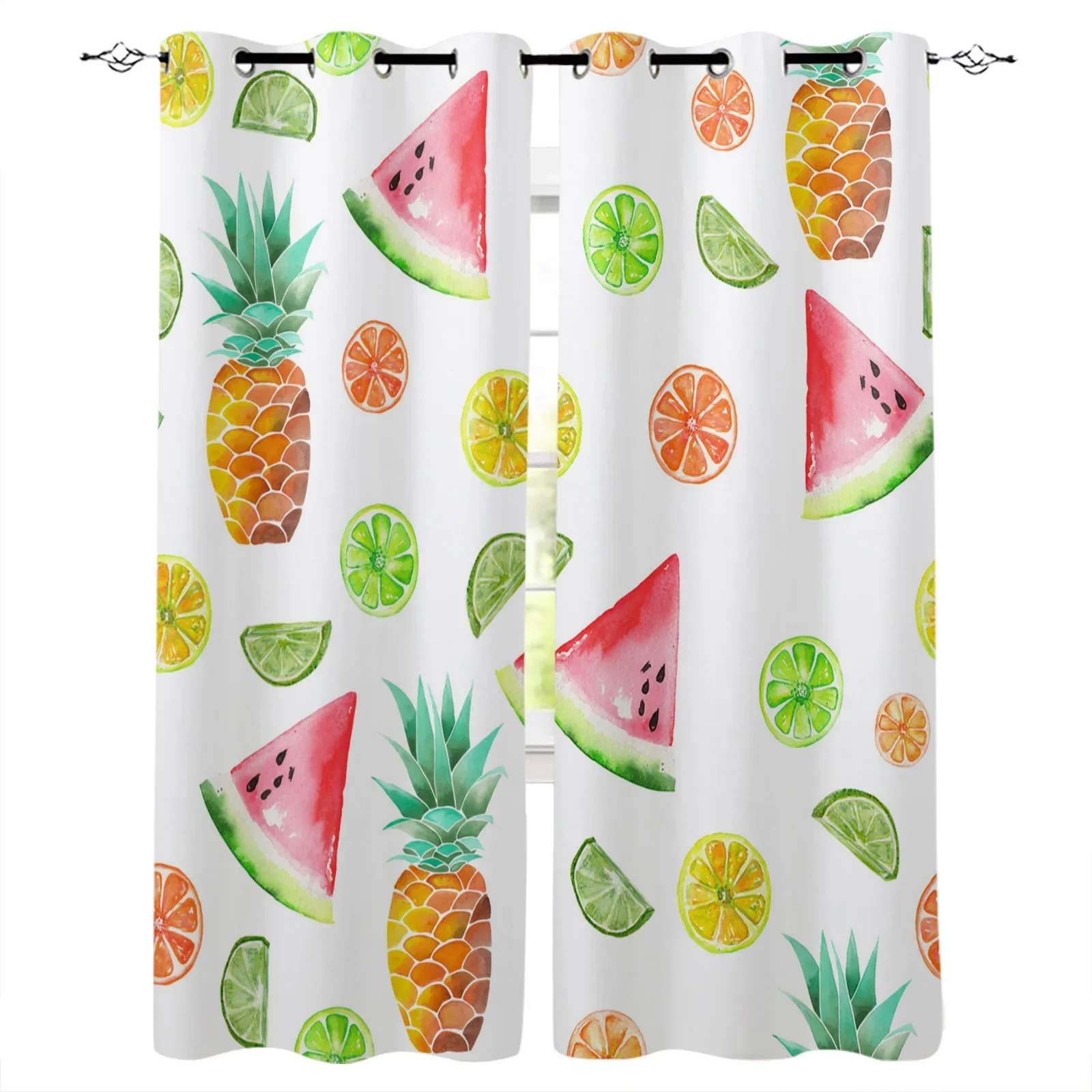 Watercolor Pineapple Watermelon Lemon Orange Blackout Curtains Window Curtains For Bedroom Living Room Decor Window Treatments