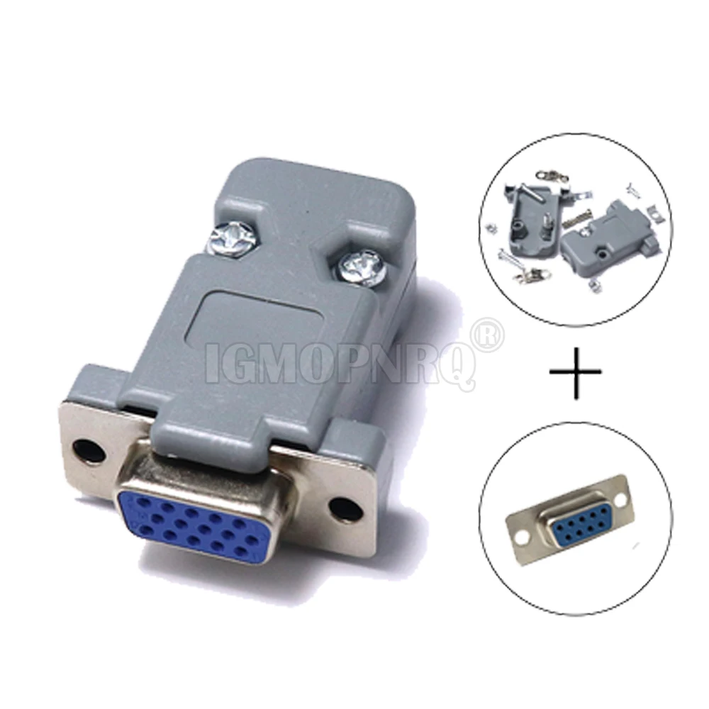 1set DB15 DB25 DB9 DB37 Parallel Serial Port Fmale/Male Solder Connector+Plastic Assemble Shell Cover 37 9 15PIN VGA Adapter