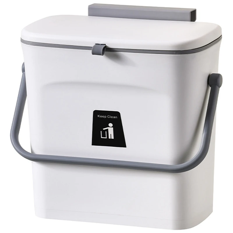 2.4 Gallon Kitchen Trash Can With Slide Lid,Under Sink Garbage Can, Waste Bins With Inner Barrel,Hang Trash Bin