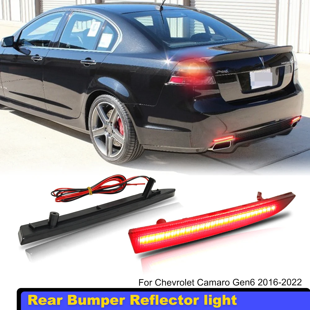 2pcs Red LED Bumper Reflector Lights For 2016-2022 Gen6 Chevrolet Camaro For Cadillac XT5 ATS Tail/Brake or Rear Fog Lamps