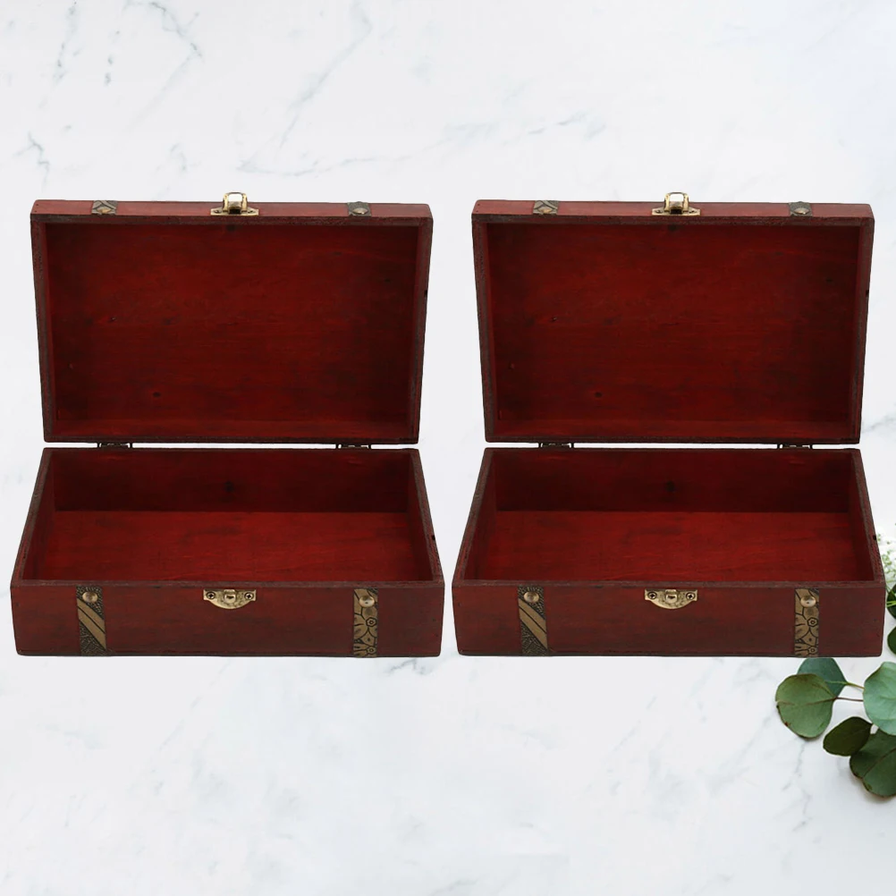 2pcs Wooden Box Vintage Storage Containers Desk Bedroom Sitting Room Dormitory Wooden Candy Boxes Sturdy Jewelry Box