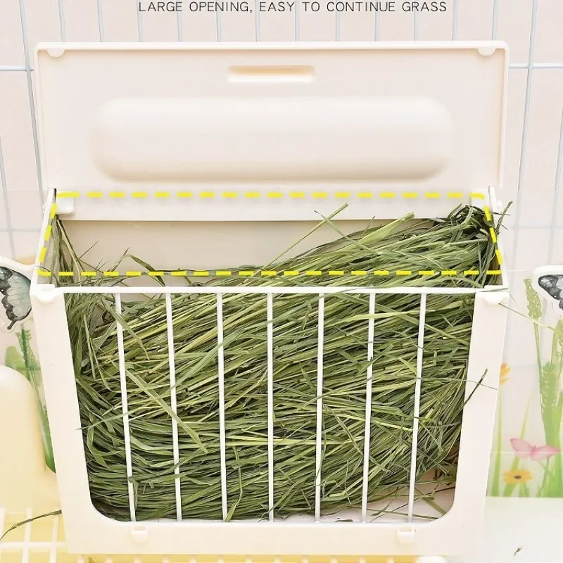 Rabbit pot straw rack food tank fixed hanging anti-picklifting chinchilla Dutch pig built-in plastic straw box