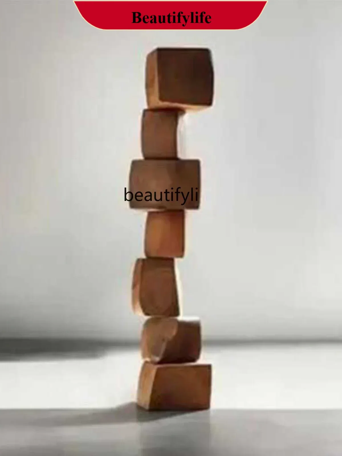 D178  Hotel lobby entrance floor decoration model room abstract solid wood sculpture artwork, staircase corner decoration