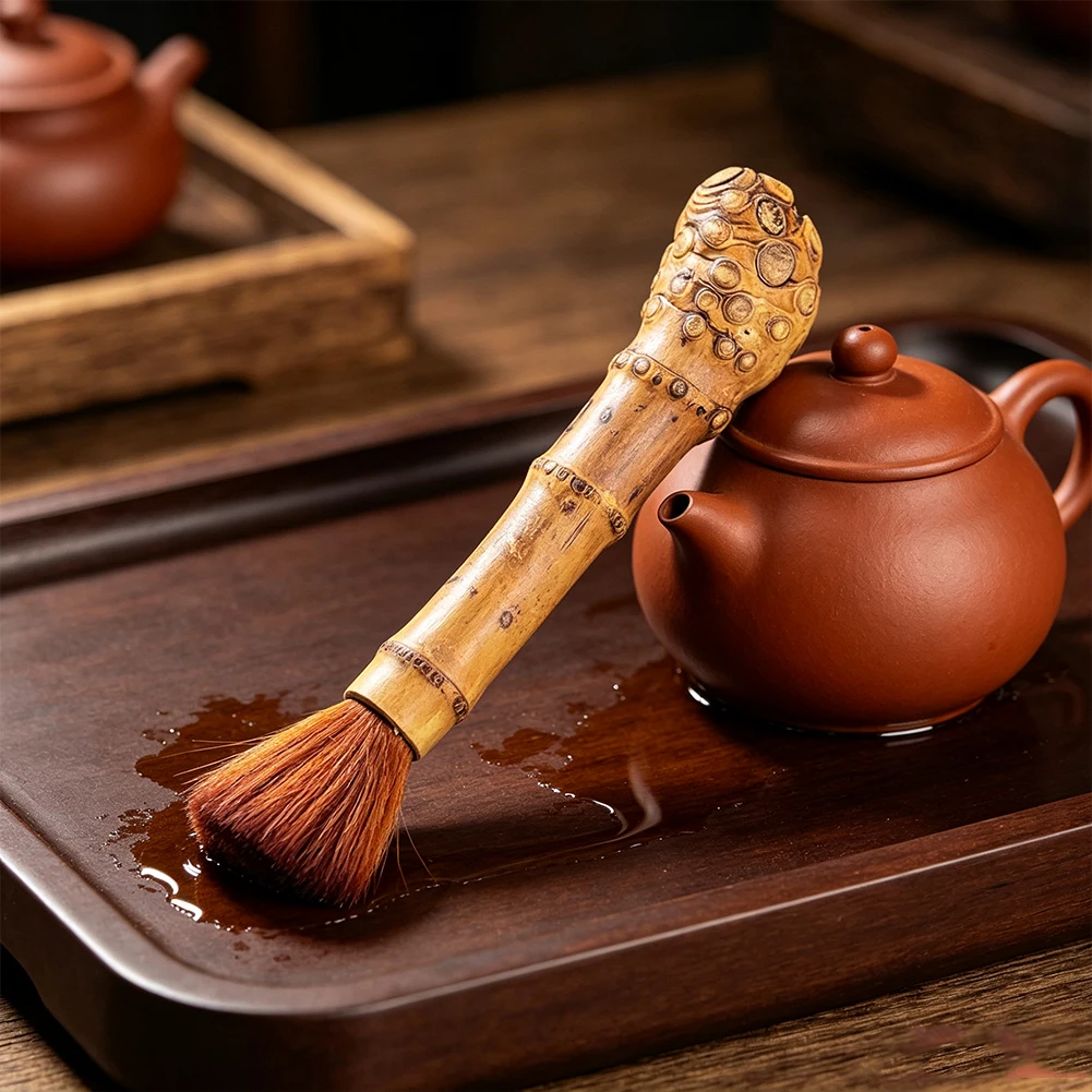 Natural Bamboo Root Tea Brushes Handle Teapot Bowls Coffee Pots Brush Kung Fu Tea Cleaning Ceremony Accessories Tea Lovers Gifts