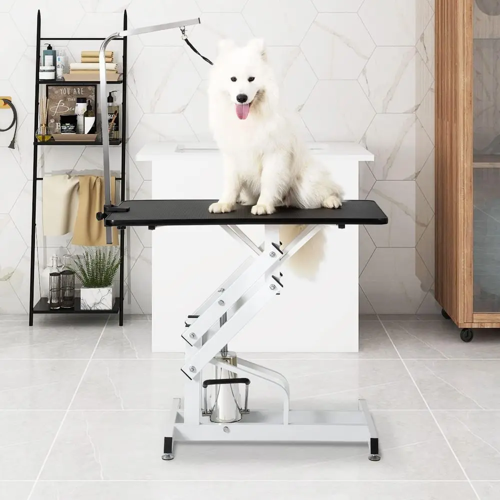

Pet Dog Grooming Table, Heavy Duty Hydraulic Grooming Table for Dogs & Cats, Big Size with Adjustable Arm Noose, Maximum Capacit