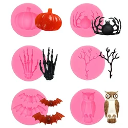 Halloween Palm Pumpkin Owl Spider Bat Branch Silicone Mold Baking  DIY Pastry Cookies Baking Gadgets Handmade Chocolate