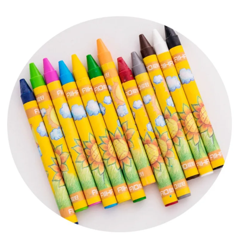 12 Colors Children Crayons Set Kindergarten Students Art Class Poster Doodle Pen Kid Brain Development Stick Figure Drawing Pen