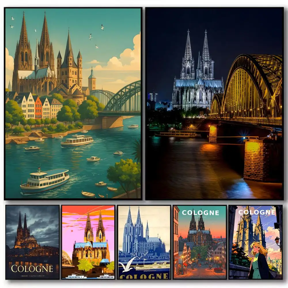 Landmark Cologne Cathedral Poster High-definition  poster stickers, suitable for bedroom, living room, home decoration