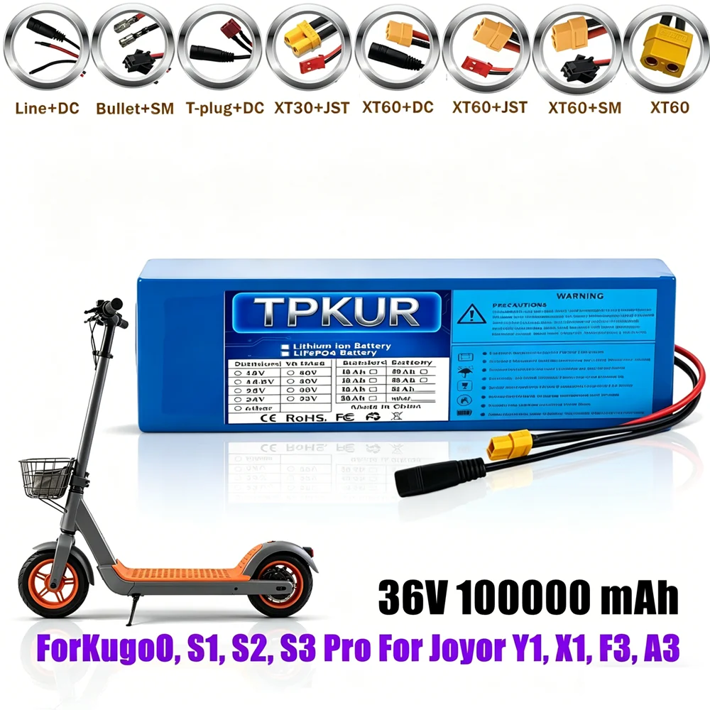Capacity 10S3P 36V 100Ah Electric Scooter Lithium Battery Pack 500W Power Rechargeable Battery Built-in BMS for Modified outil