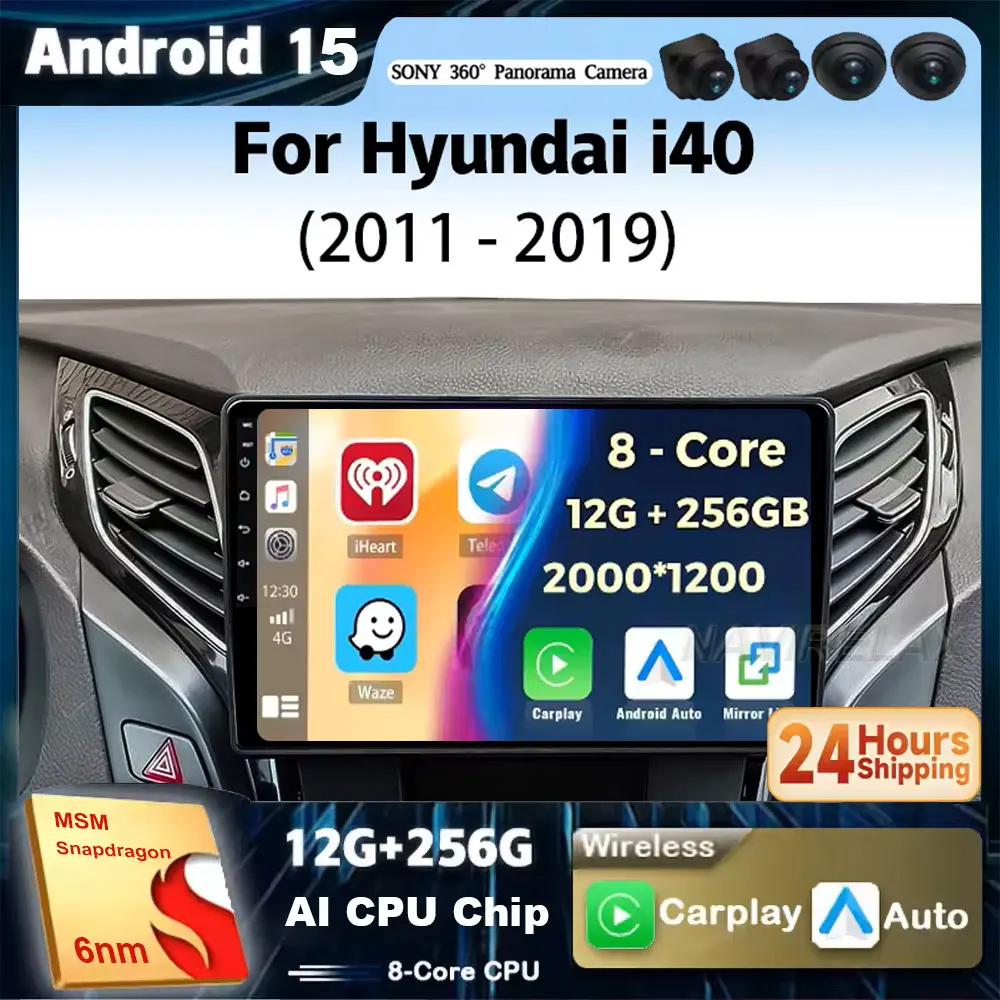 

Android 15 для Hyundai i40 2011 2012-2019 2K QLED Android Автомобильный радиоприемник Мультимедийный видеоплеер GPS AI Голосовой CarPlay 4G Стерео