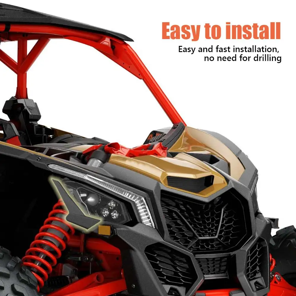 2 Buah Aksesori UTV Penutup Lampu Depan Trim Pelindung Plastik ABS Hitam Cocok untuk Can-am Maverick X3 Max Turbo R XDS 2017-2023