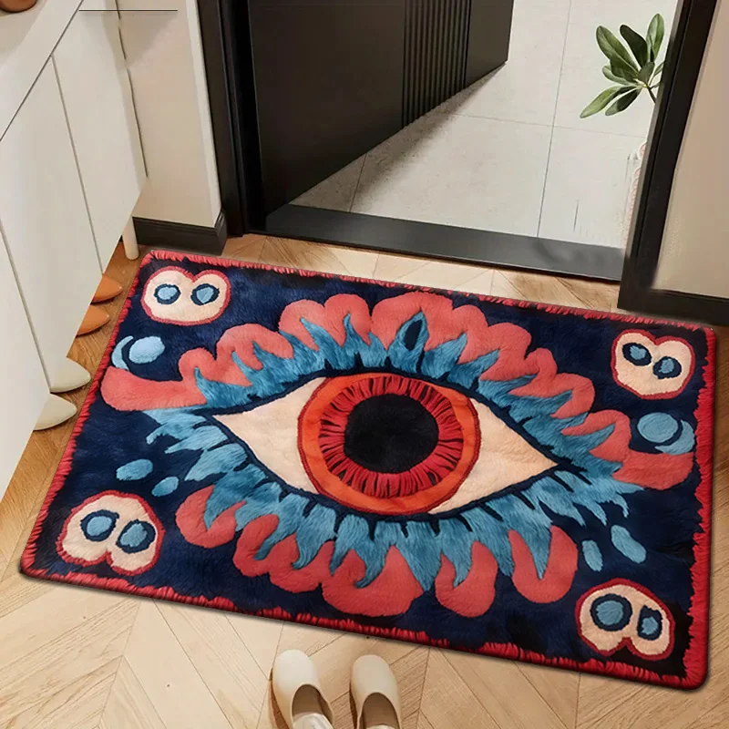 VIKAMA Eye-Catching Giant Eye Totem Doormat Comfortably Soft and Warm Non-Slip Bathroom Mat Entrance Hallway Rug for Home Decor
