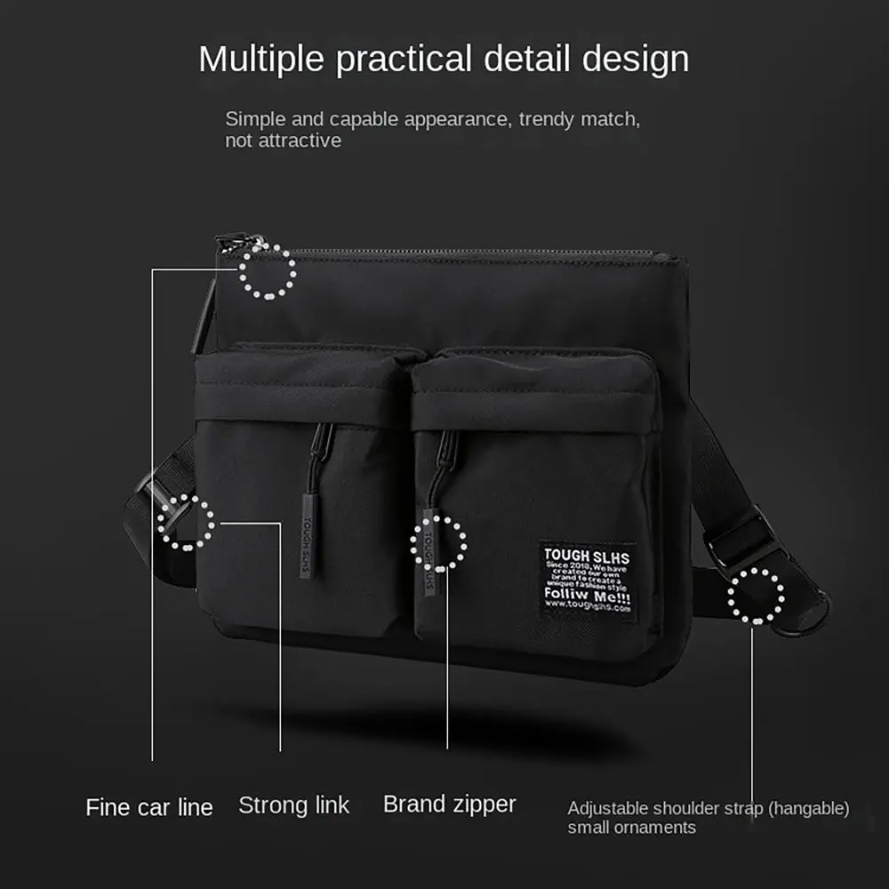 Multi-layers Men Crossbody Bags Lightweight All-match Nylon Messenger Bags Waterproof Wear-resistant Man Handbags Student