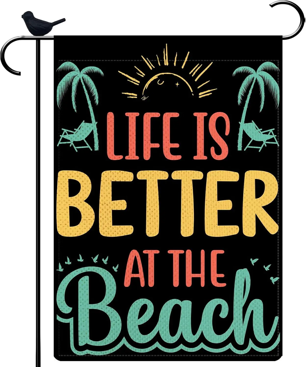 Life is Better at the Beach Small Garden Flag 12.5 x 18 Inch Double Sided Burlap Inspirational Summer Garden Flag for Outdoo IIC