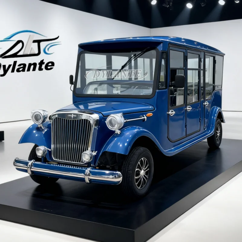 الاقتصاد الفاخر 11 مقاعد الرجعية العتيقة الكلاسيكية عربة جولف كهربائية 5000 واط موتور الكهربائية لمشاهدة معالم المدينة سيارة لفندق منتجع الزفاف