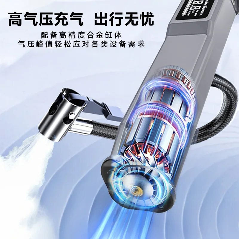 12V Car Tire Inflator Portable Air Compressor with LED Flashlight for Auto