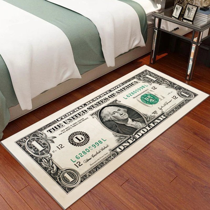 

Home Bedroom Decor Bedside Carpet Dollar Pattern Carpets Large Area Balcony Non-slip Rug Living Room Decoration Rugs Door Mat