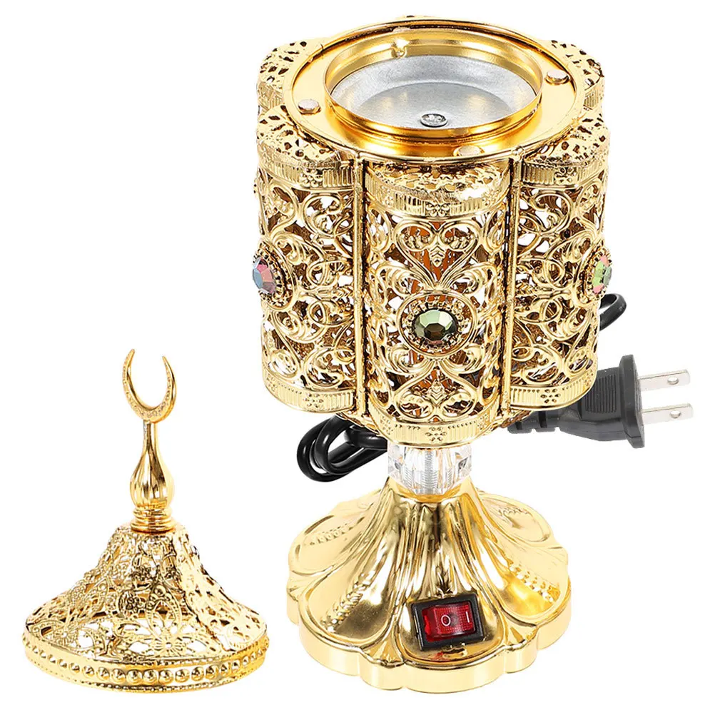 

Electric Incense Burner Plug In Aroma Therapy Burner Retro Metal Censer For Home Office Yoga Room Decor Vintage Tabletop