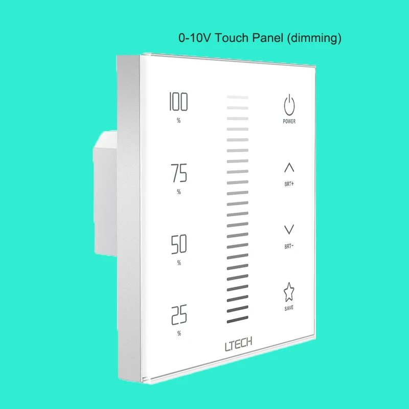 

LTECH Led 0-10 В Диммер переменного тока 110 В-240 В Высокое напряжение RF 2,4G 15 мА Импульсный ток 86 Тип Настенное крепление Сенсорная панель 1-10 В E1S-AD
