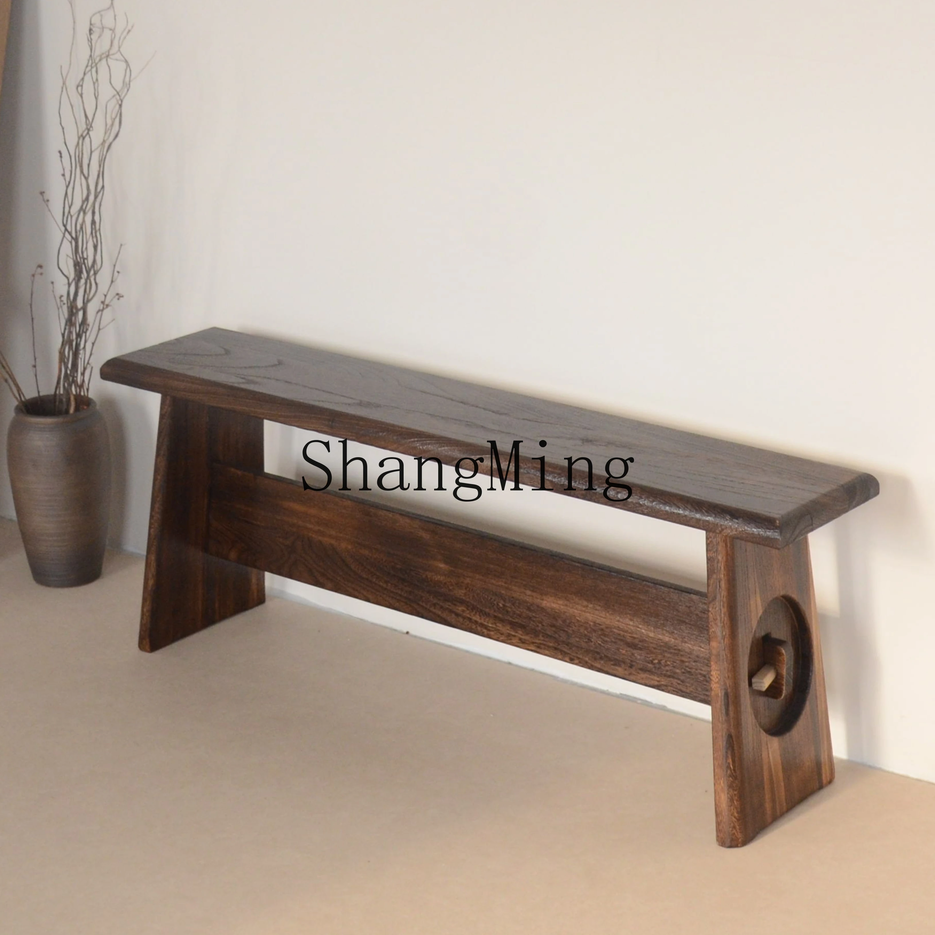 

CL Chinese-style retro and mortise structure solid wood tea drinking stool household bedroom home shoe change low stool