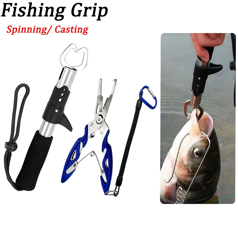 304 Stainless Steel Fishing Gripper Portable Fish Controller Professional Fish Grip Lip Catcher Pliers Equipment Max Power 15kg