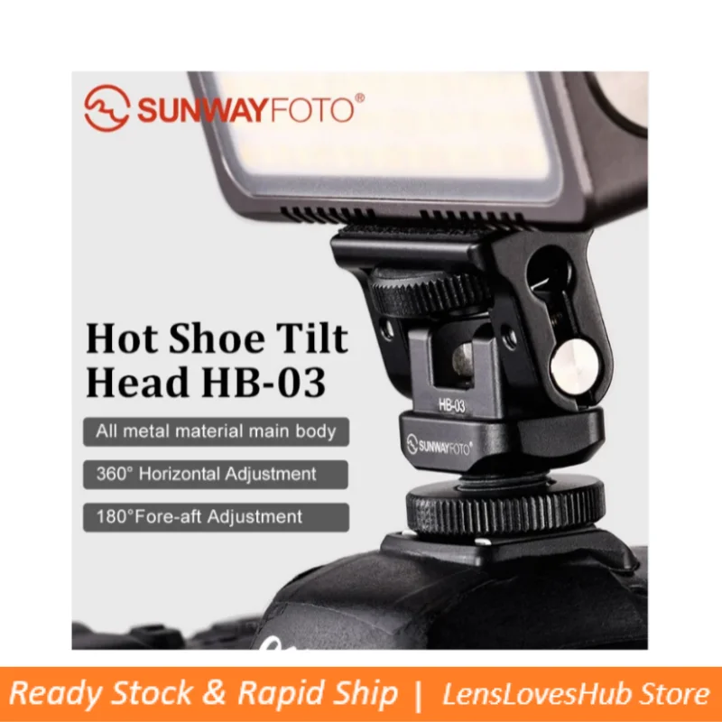

SUNWAYFOTO HB-03 Hot Shoe Tilt Head Panoramic Video Mini Ball Head Ballhead Panorama for Head DLSR Camera Hotshoe Adapter Mount