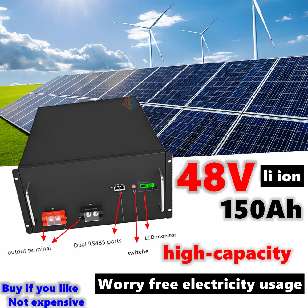 

li ion battery 48V 150AH battery 7.68kwh bluetooth APP BMS RS485 communication for 5000W inverter Solar energy + 10A charger