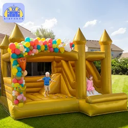 New Inflatable White Bounce House PVC Inflatable Bouncy Castle/Moon Bounce House/Customization Gold Bounce For Birthday Wedding
