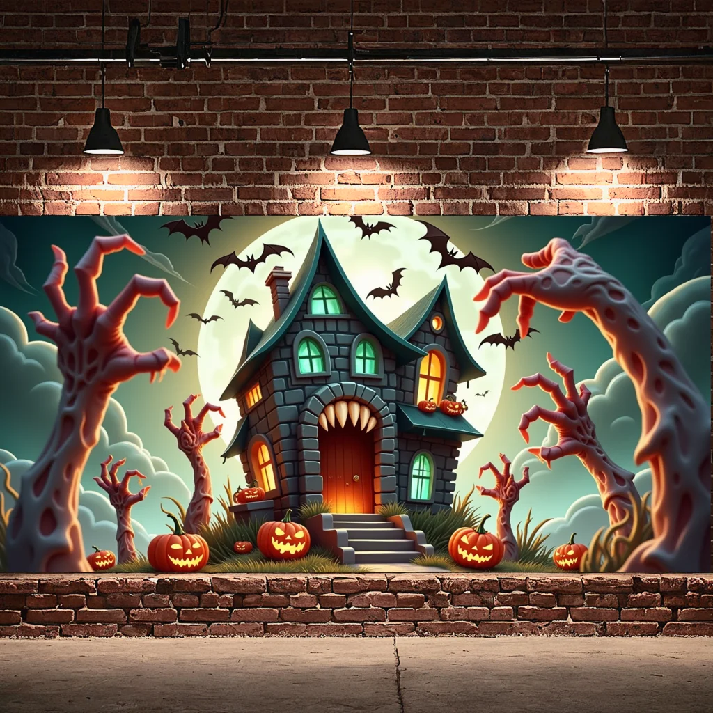 

Баннер «Дом призраков», винтажный дизайн, вечерние фон, баннер на Хэллоуин, страшная тема, баннер «Дом с привидениями» для украшения дома с привидениями
