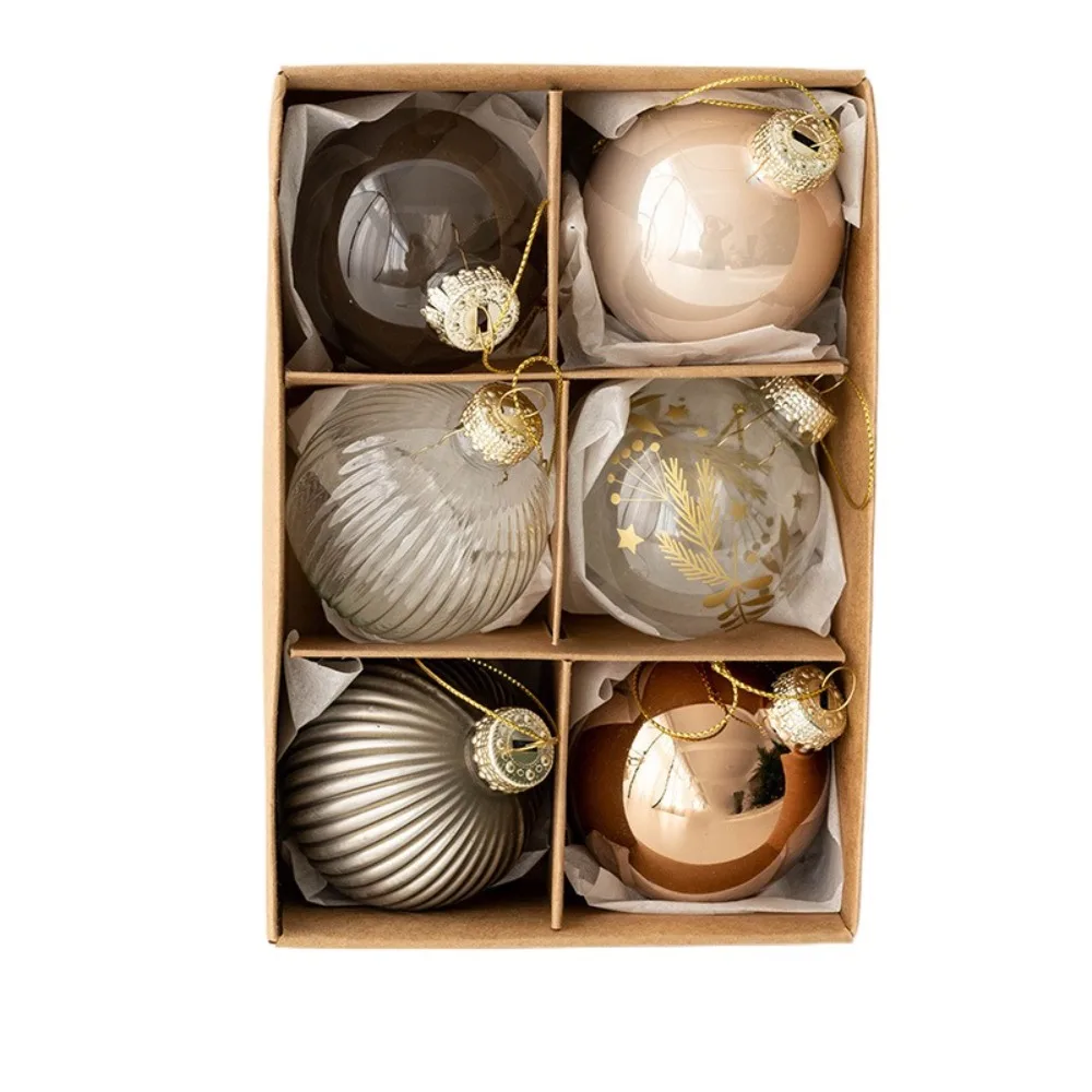 

6pcs Crafts Glass Christmas Ball set 6cm Creative Christmas Tree Pendant Waterproof Delicate Hanging Ornament Party