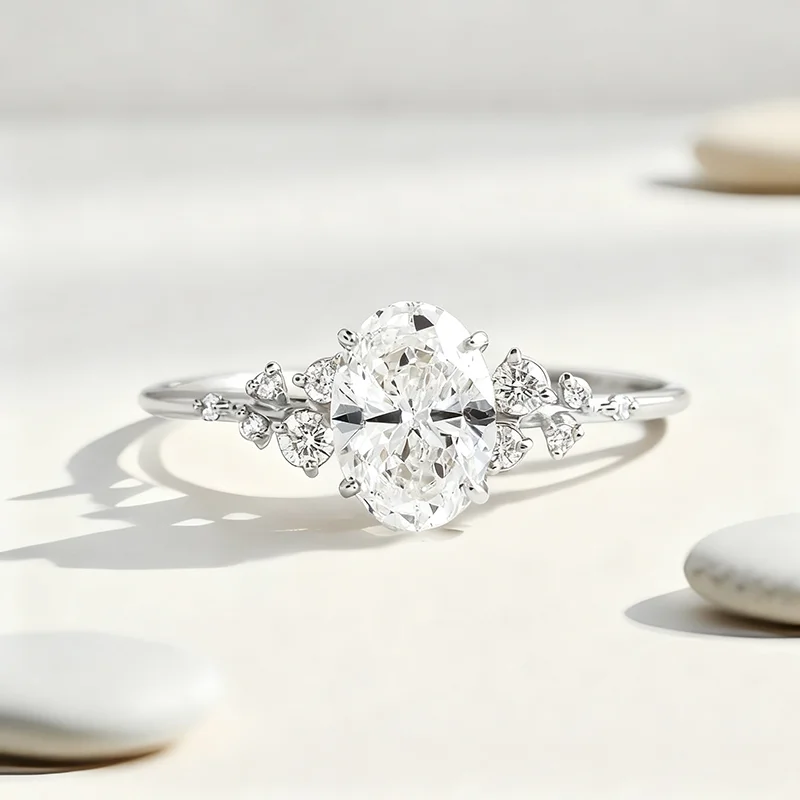 

Уникальное кольцо с ореолом из муассанита овальной огранки 1 карат-3 карата, кольца из стерлингового серебра 925 пробы, кольца полувечности для женщин, свадебные украшения с сертификатом