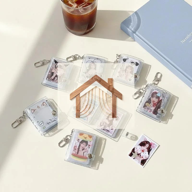 2 Inch Pocket Photo Album Portable Idol Photocard Holder Durable Keychain Pendant for School Bag Decor Student Photo Collection