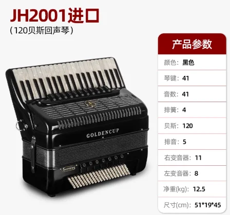 Accordion Imported 120BS Bass Echo Four-row Reed Adult Beginner Grade Examination Accordion