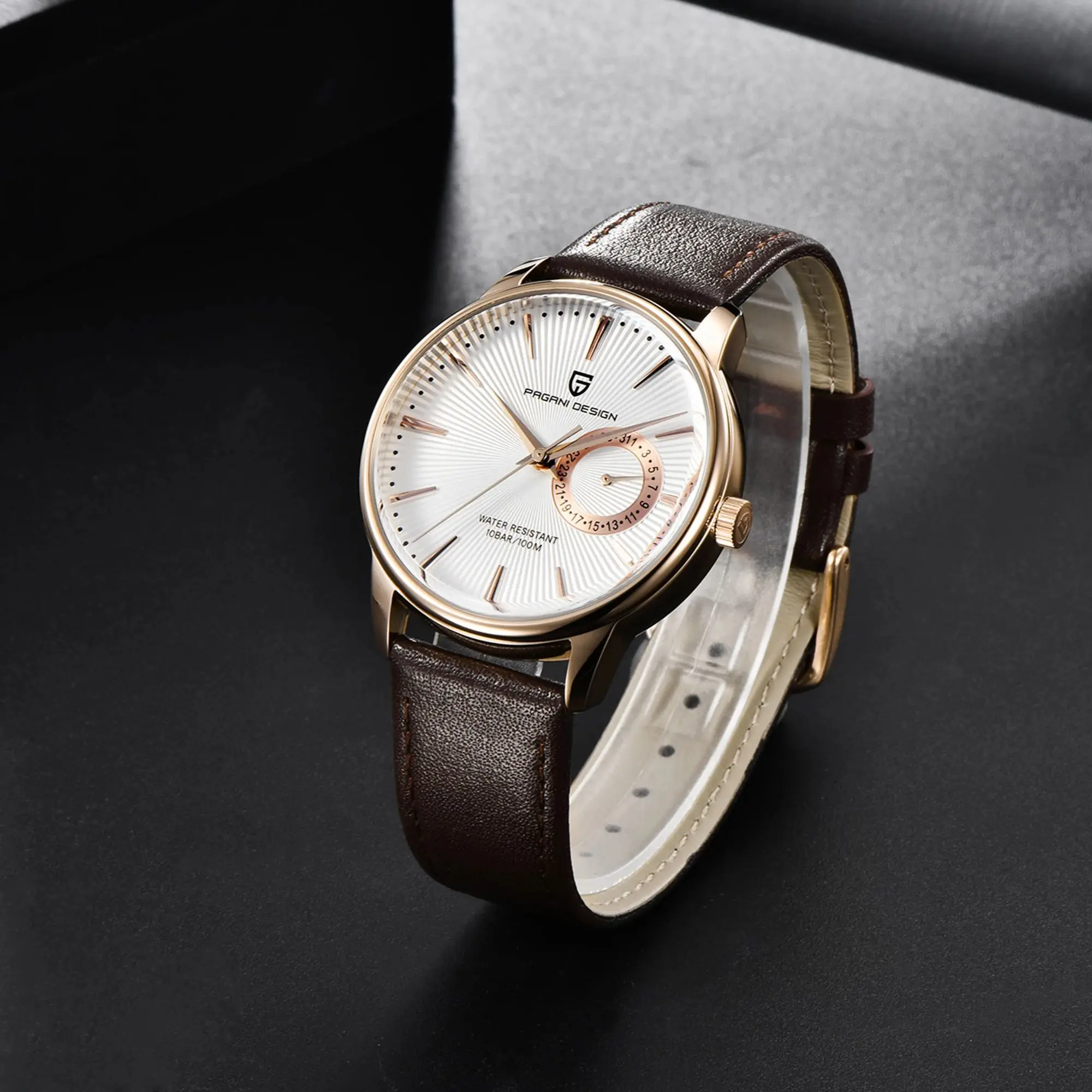 PAGANI DESIGN Simple Light Luxury Men's Quartz Watch High-End Trend VH65 Leather Strap Calendar 10Bar Waterproof Watch+Gift Box - view 5