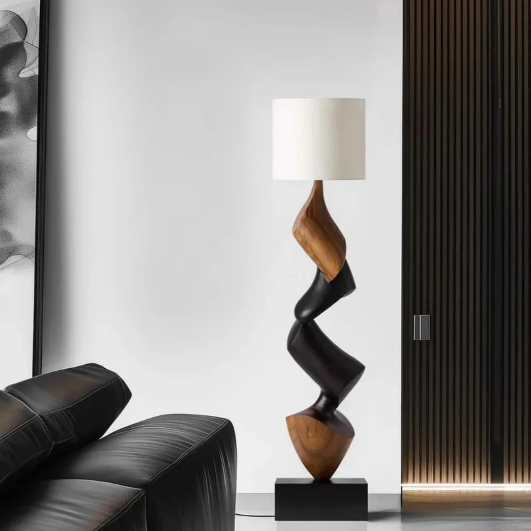 Knotted Spiral Walnut Wood Craft Floor Standing Decoration - Medieval Modern Villa Wooden Handicraft Decoration
