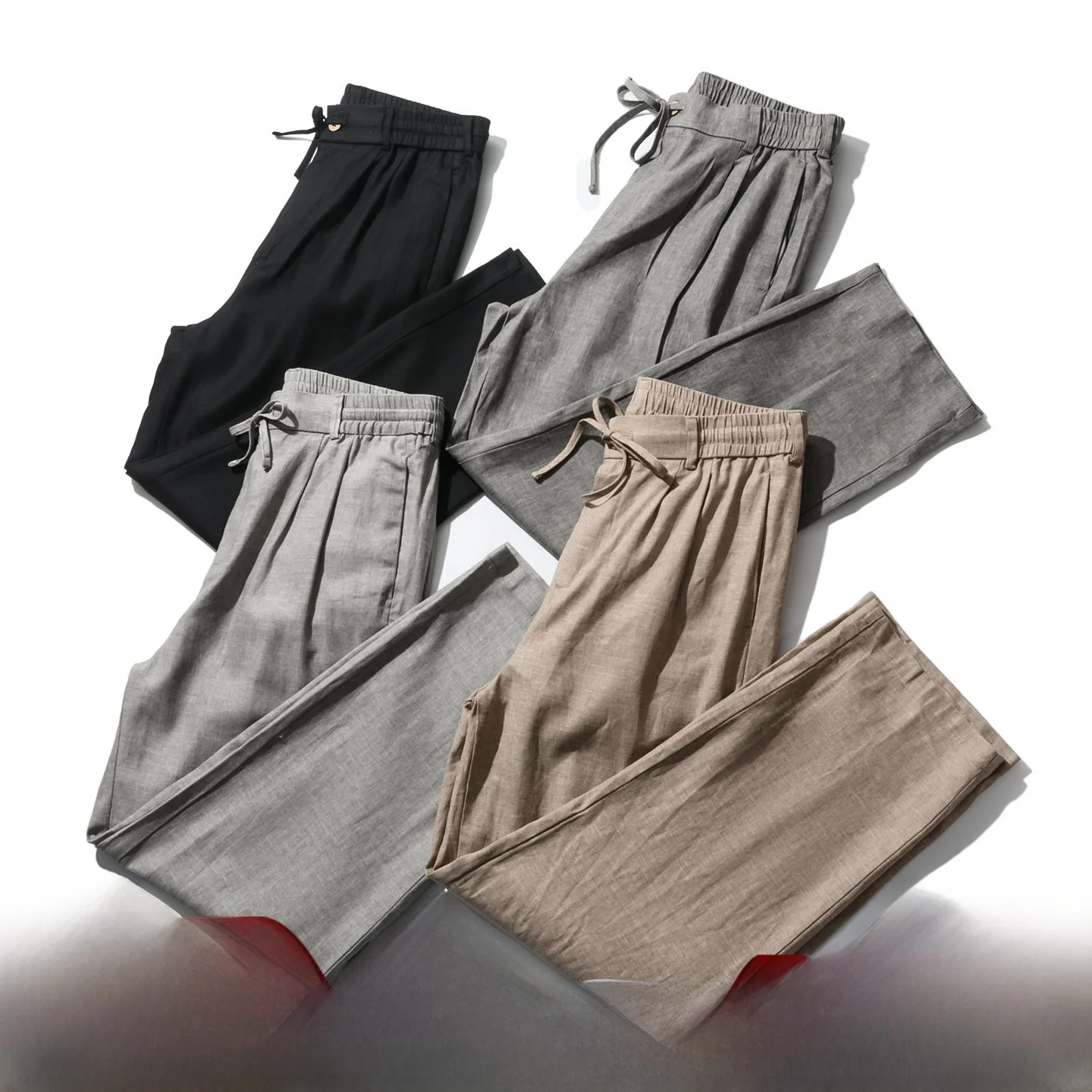 High-End Comfortable Linen Pants Loose Straight Leg Casual Summer Trousers for Men Breathable Cool Sensation  Color