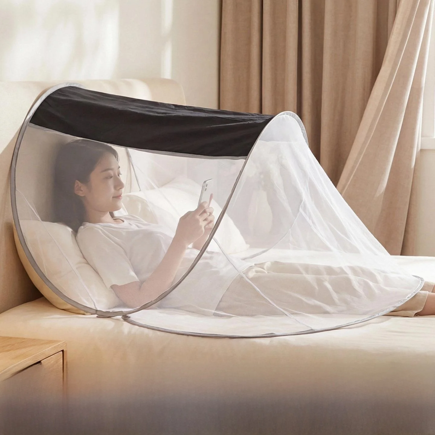 

Foldable Mosquito-Proof Head Cover for Sleeping Light-Blocking No-Install Mosquito Net Face Protector Compact Storage Bedding
