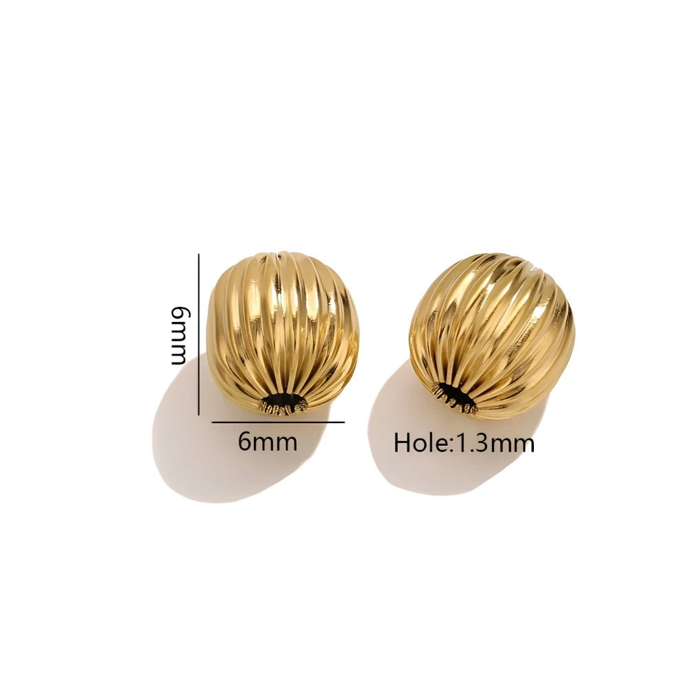 5 STKS Rvs 18 K Goud Grote Geribbelde Ovale Teardrop Vormen Losse Kralen voor DIY Armband Ketting Sieraden Maken Groothandel