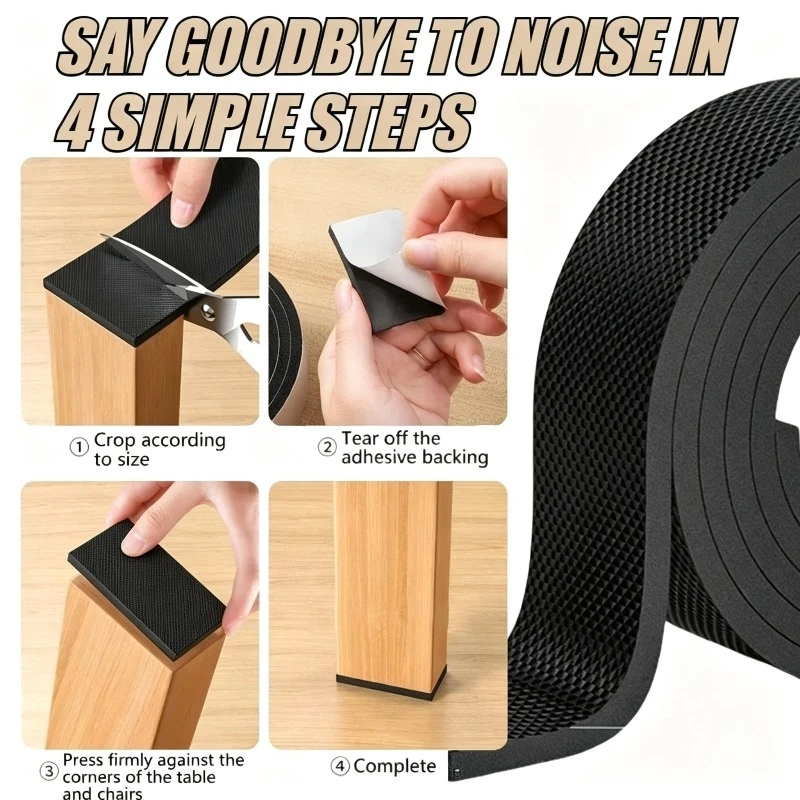 Self-Adhesive Thick Rubber Furniture Pads Cuttable Anti Slip Rubber Mat Self Adhesive Floor Protectors for Chair Legs Sofa