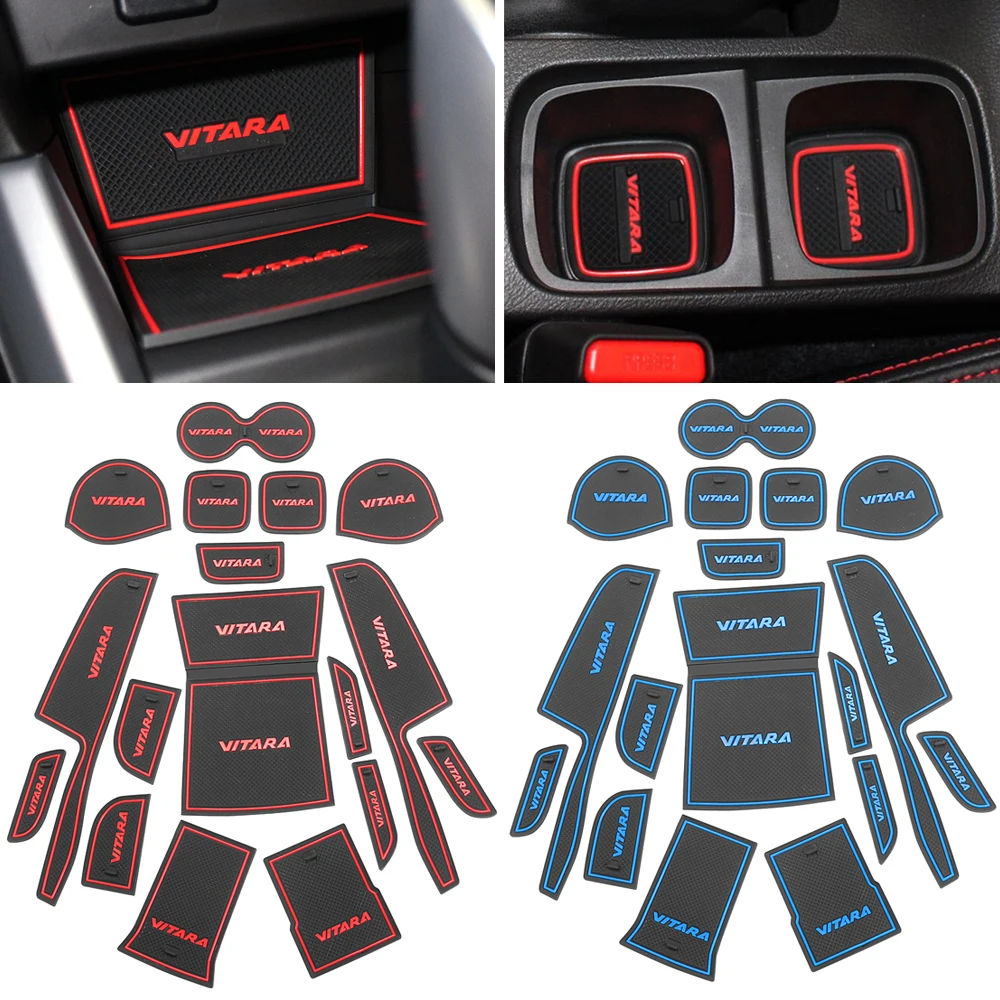 Anti-Slip Gate Slot Cup Mats for SUZUKI VITARA 2016 - 2020 Accessories Non-Slip Mat Car Sticker Interior Door Pad