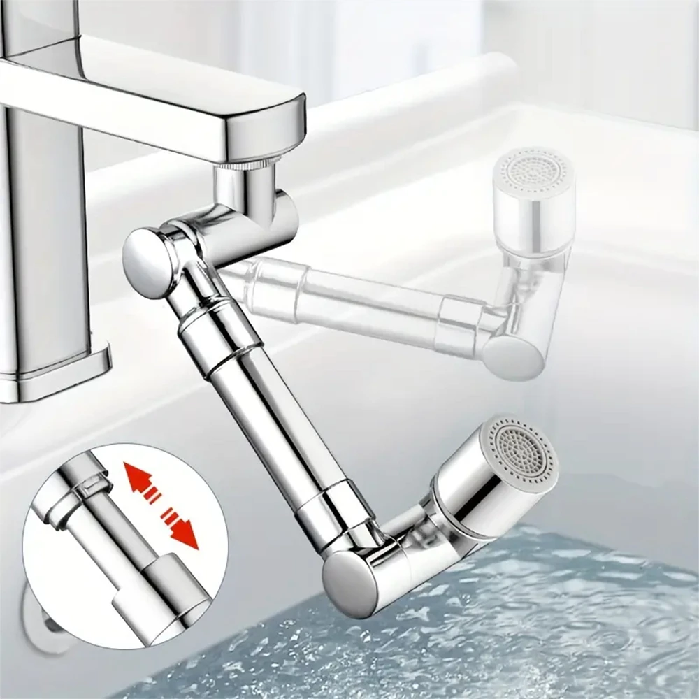 1440° Robotic Arm Universal Faucet Rotate To Extend Tap Water Nozzle Washing Basin Preventing Splashing Acting For Foam Extender
