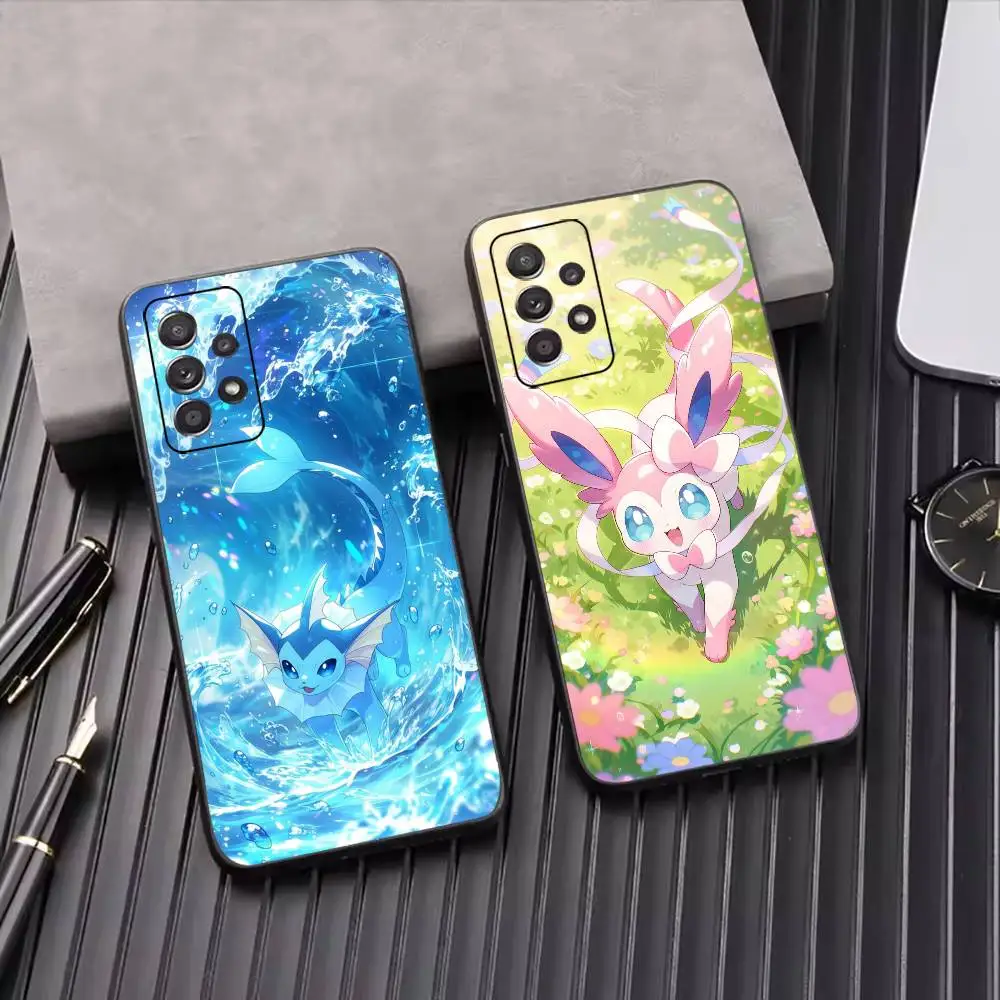 Lovely P-Pokemon E-Eevee Phone Case For Samsung S25,S24,S21,S22,S23,S30,Ultra,S20,Plus,Fe,Soft Silicone Black Cover
