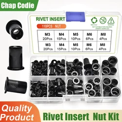 M3 M4 M5 M6 M8 M10 M12 Flat Rivet Nut Metal Panel Lock Insert Rivnut Aluminum Carbon/Stainless Steel Rivets Nuts Metric Threaded